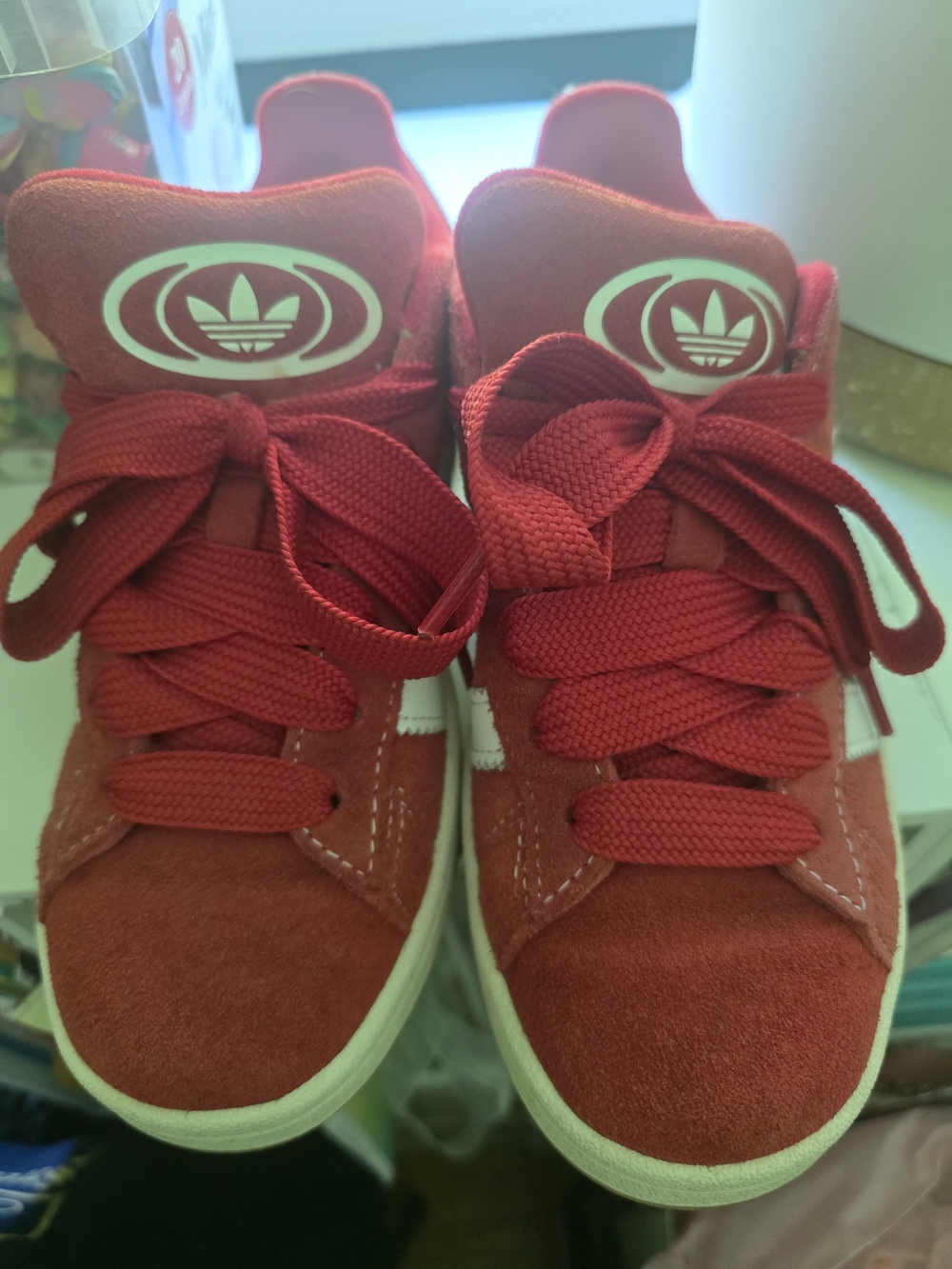 Adidas Red Canvas Suede Sneakers with White Size 5 1/2 US